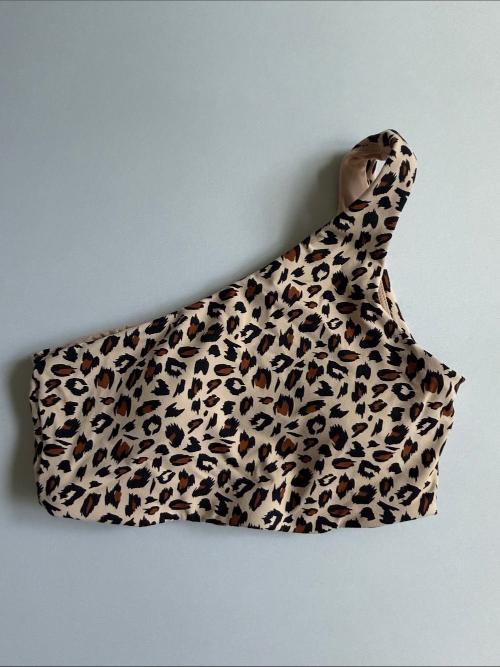 Ryderwear One-Shoulder Leopard Print Sports Bra - Beige, Black, Brown